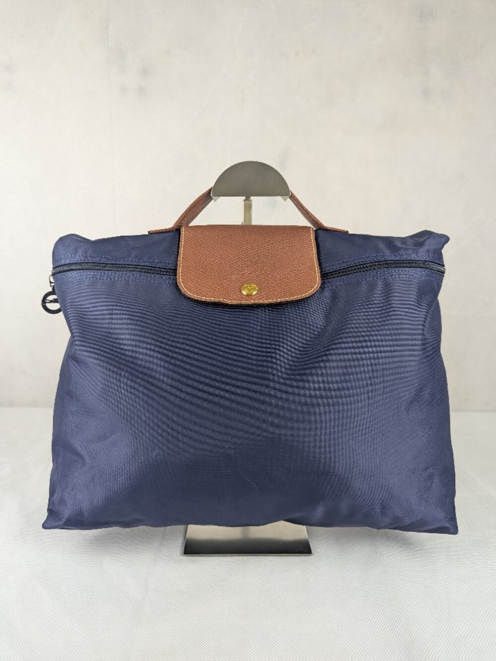 Authentic Longchamp Le Pliage Original Blue Nylon Briefcase Bag Made in France